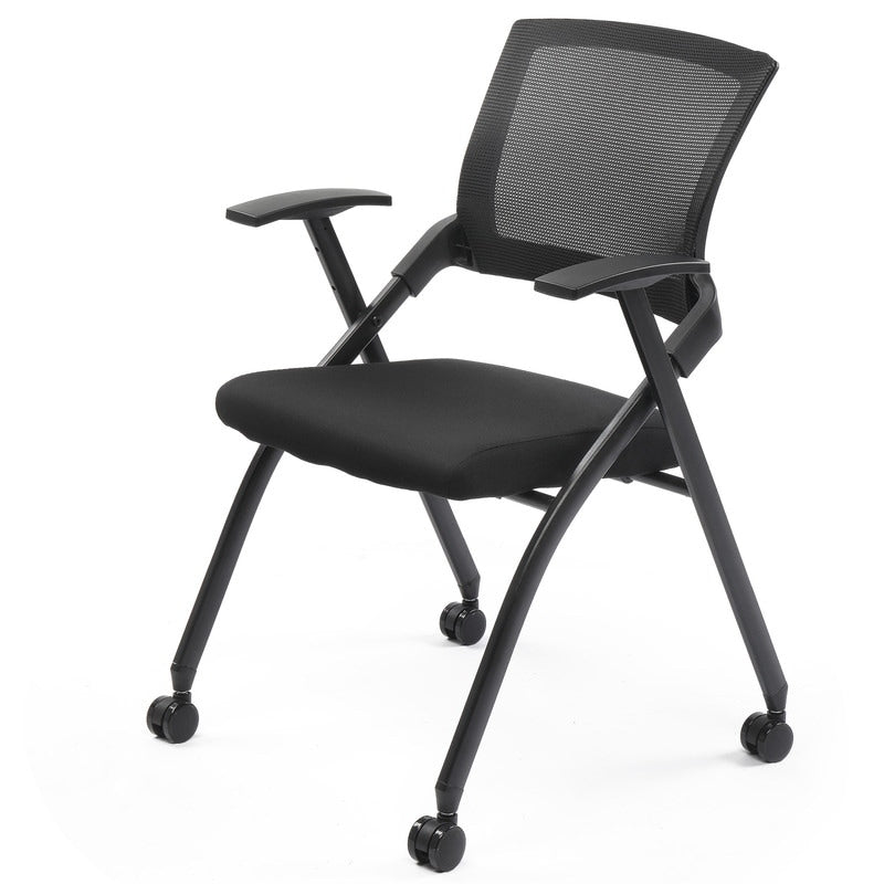Chaise de conférence empilable à roulettes, chaise de bureau pliante avec dossier rebondissant