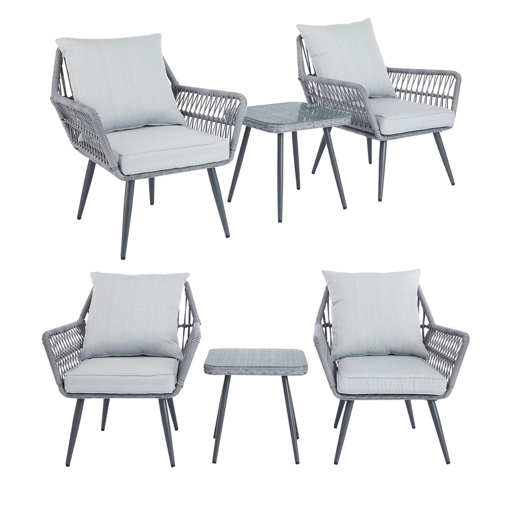 Ensemble de meubles de patio 3 pièces, petit ensemble de bistrot d'extérieur en osier et rotin, chaises de patio, ensemble de conversation avec table en verre