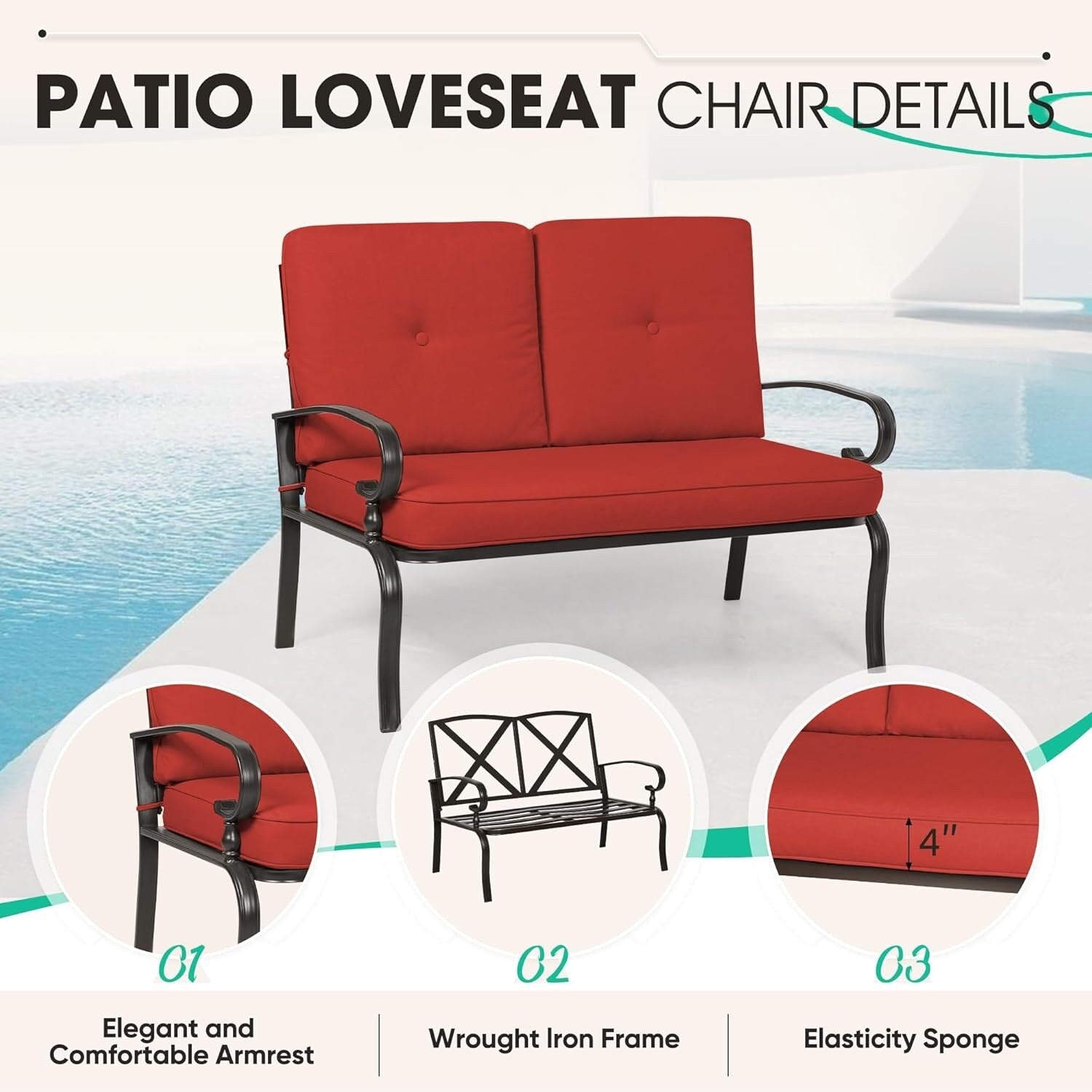 Ensemble de 2 bancs de jardin et table basse ronde pour terrasse extérieure