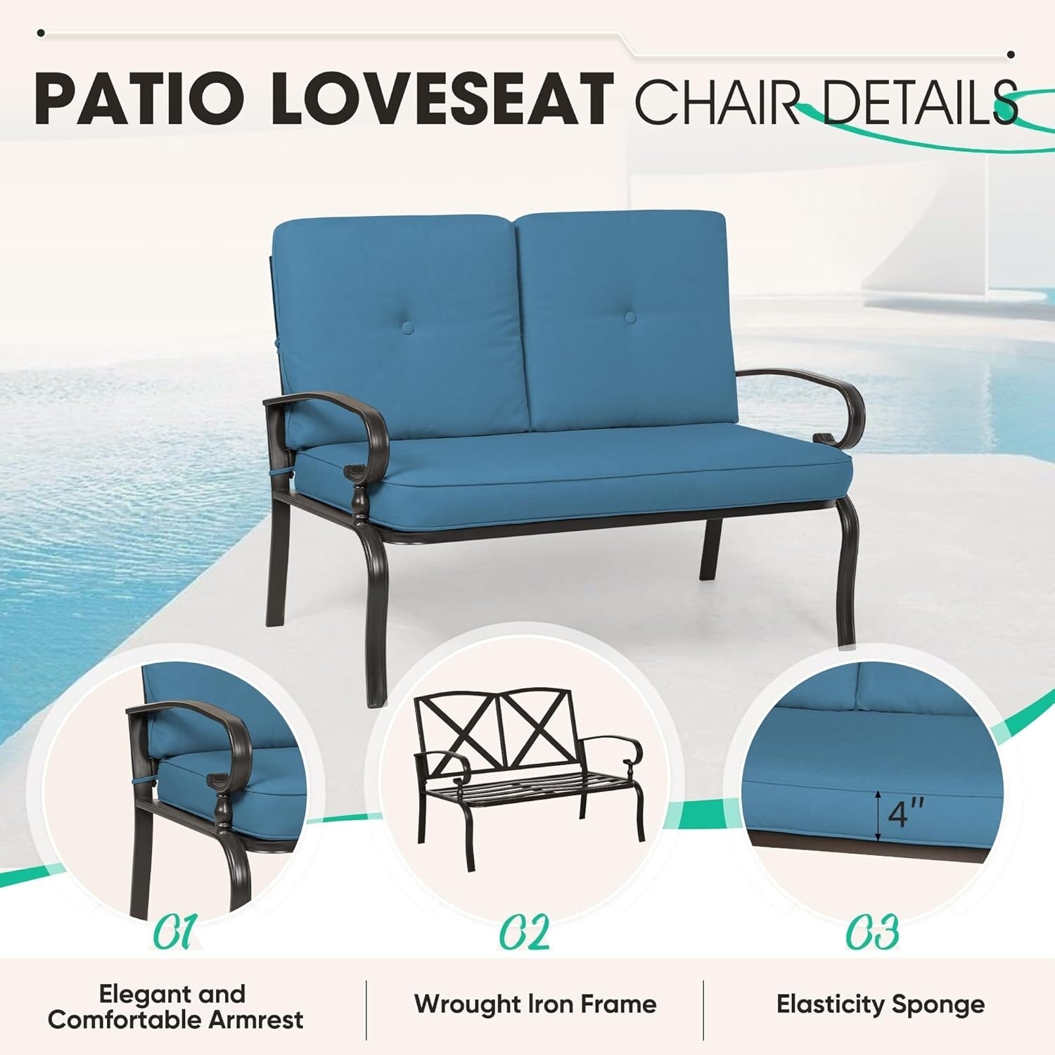 Ensemble de 2 bancs de jardin et table basse ronde pour terrasse extérieure