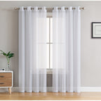 HLC.me Lot de 2 rideaux de fenêtre semi-transparents à œillets pour chambre à coucher et salon