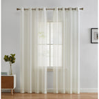 HLC.me Lot de 2 rideaux de fenêtre semi-transparents à œillets pour chambre à coucher et salon