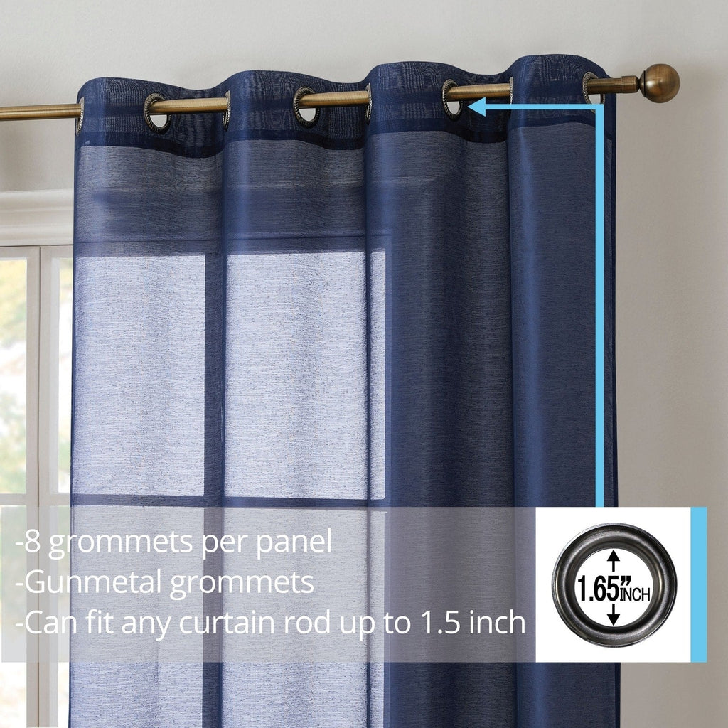HLC.me Lot de 2 rideaux de fenêtre semi-transparents à œillets pour chambre à coucher et salon