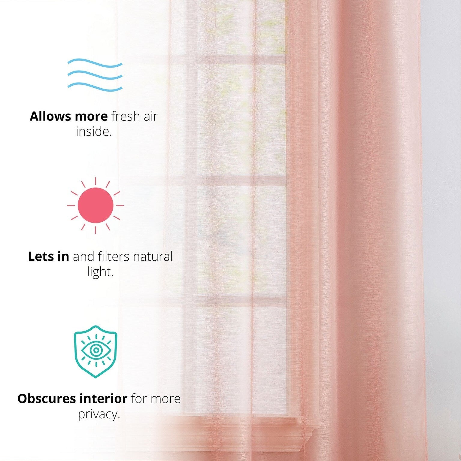 HLC.me Lot de 2 rideaux de fenêtre semi-transparents à œillets pour chambre à coucher et salon