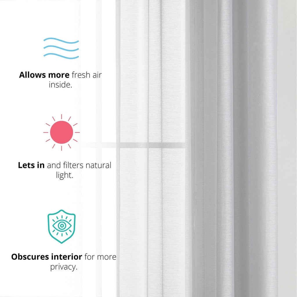 HLC.me Lot de 2 rideaux de fenêtre semi-transparents à œillets pour chambre à coucher et salon