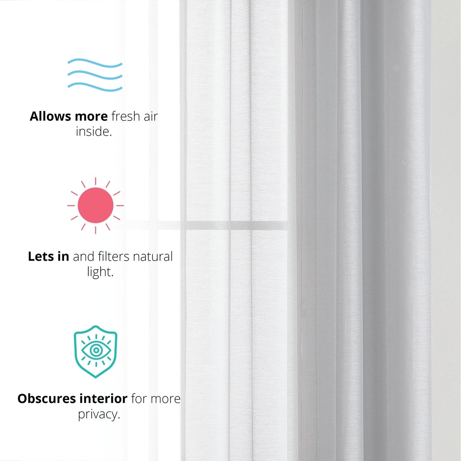 HLC.me Lot de 2 rideaux de fenêtre semi-transparents à œillets pour chambre à coucher et salon