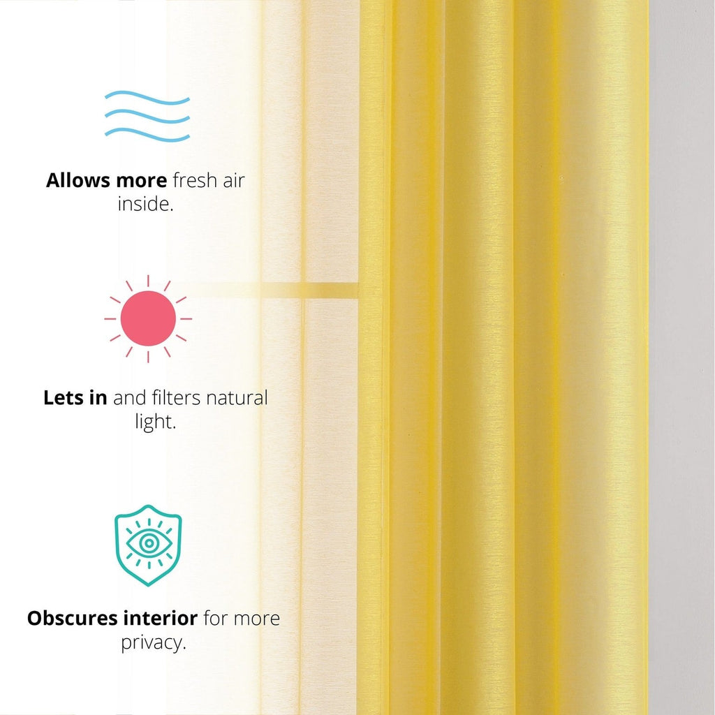 HLC.me Lot de 2 rideaux de fenêtre semi-transparents à œillets pour chambre à coucher et salon