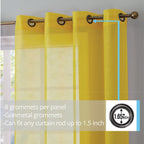 HLC.me Lot de 2 rideaux de fenêtre semi-transparents à œillets pour chambre à coucher et salon