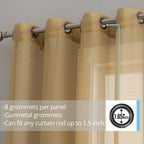 HLC.me Lot de 2 rideaux de fenêtre semi-transparents à œillets pour chambre à coucher et salon