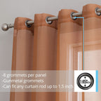 HLC.me Lot de 2 rideaux de fenêtre semi-transparents à œillets pour chambre à coucher et salon