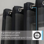 HLC.me Lot de 2 rideaux de fenêtre semi-transparents à œillets pour chambre à coucher et salon