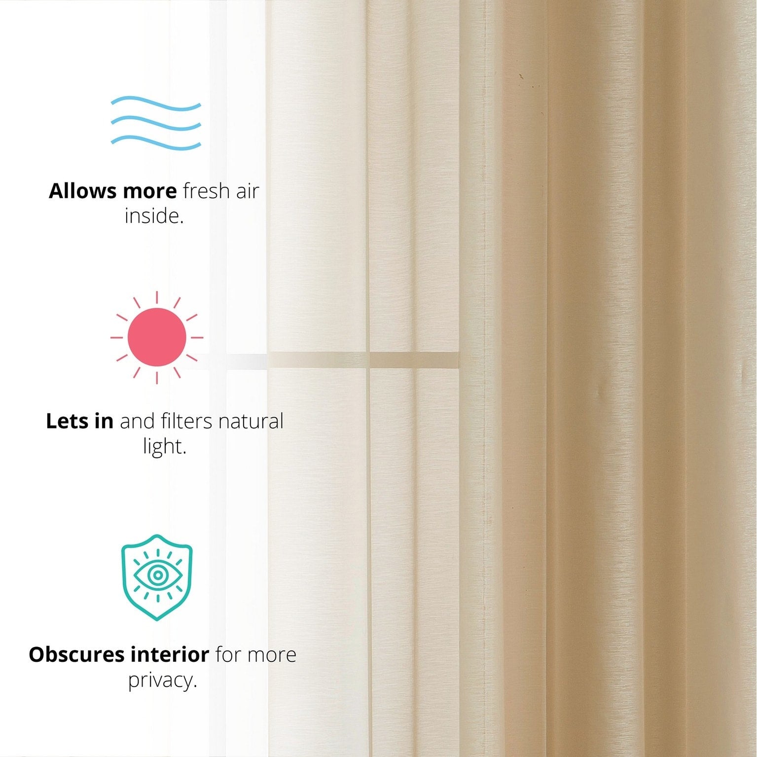 HLC.me Lot de 2 rideaux de fenêtre semi-transparents à œillets pour chambre à coucher et salon