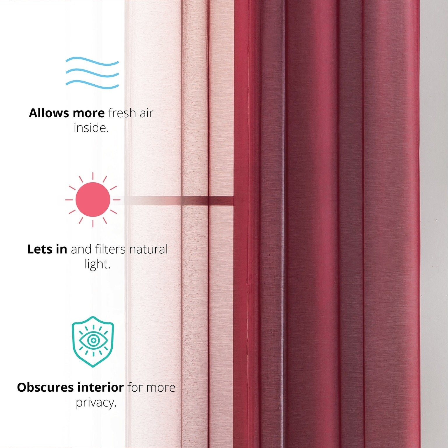 HLC.me Lot de 2 rideaux de fenêtre semi-transparents à œillets pour chambre à coucher et salon