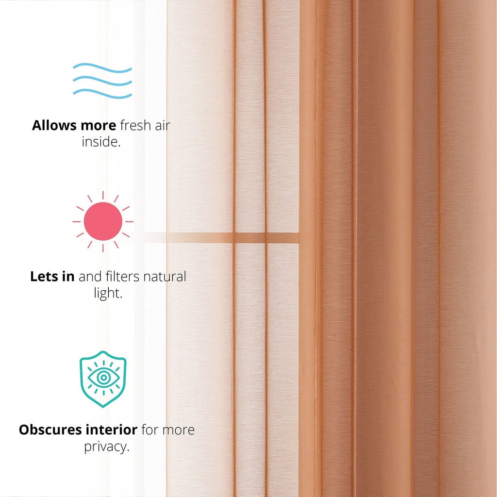 HLC.me Lot de 2 rideaux de fenêtre semi-transparents à œillets pour chambre à coucher et salon
