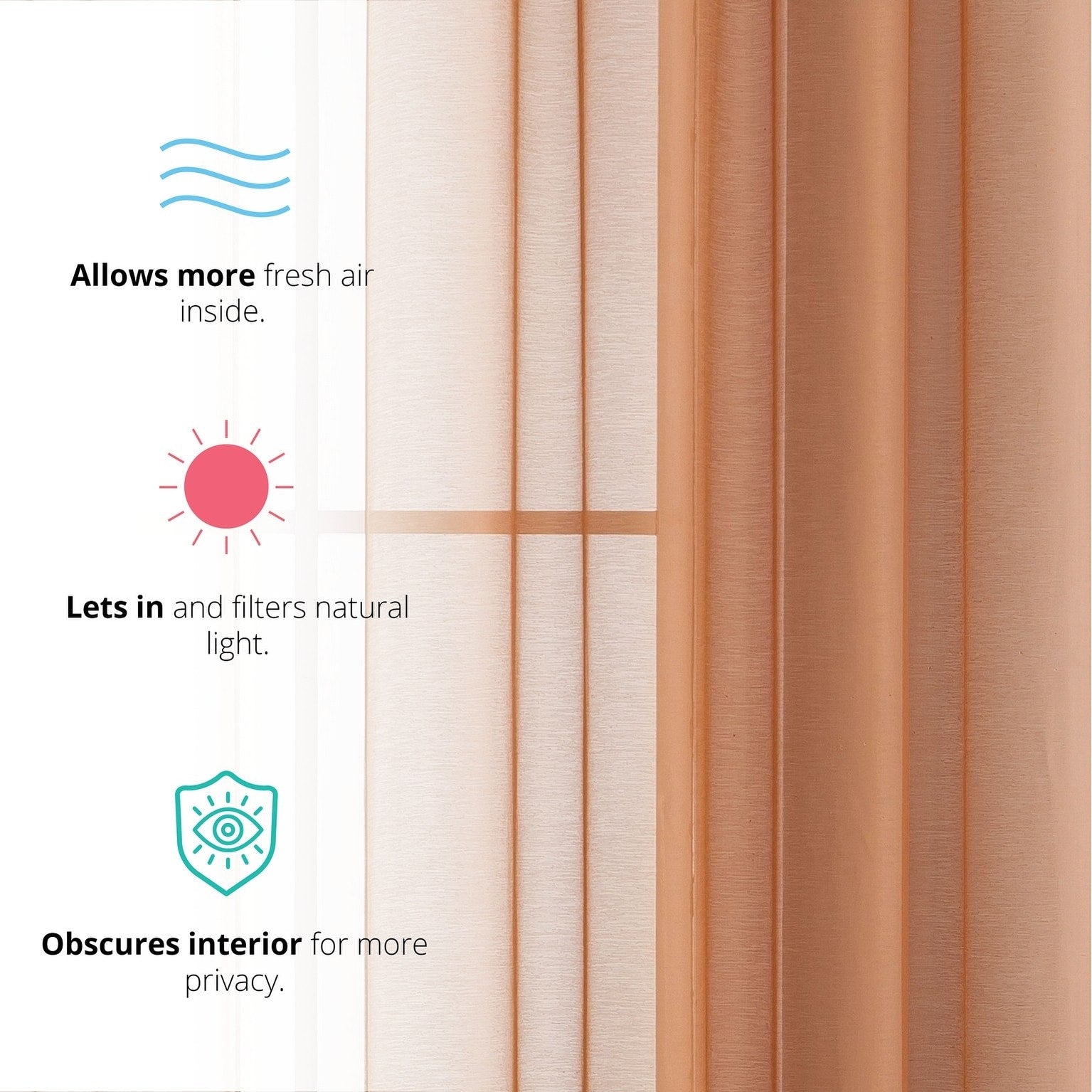 HLC.me Lot de 2 rideaux de fenêtre semi-transparents à œillets pour chambre à coucher et salon