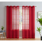 HLC.me Lot de 2 rideaux de fenêtre semi-transparents à œillets pour chambre à coucher et salon