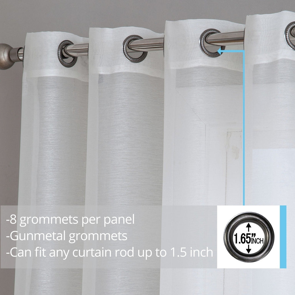 HLC.me Lot de 2 rideaux de fenêtre semi-transparents à œillets pour chambre à coucher et salon