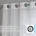 HLC.me Lot de 2 rideaux de fenêtre semi-transparents à œillets pour chambre à coucher et salon