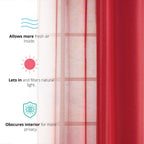 HLC.me Lot de 2 rideaux de fenêtre semi-transparents à œillets pour chambre à coucher et salon