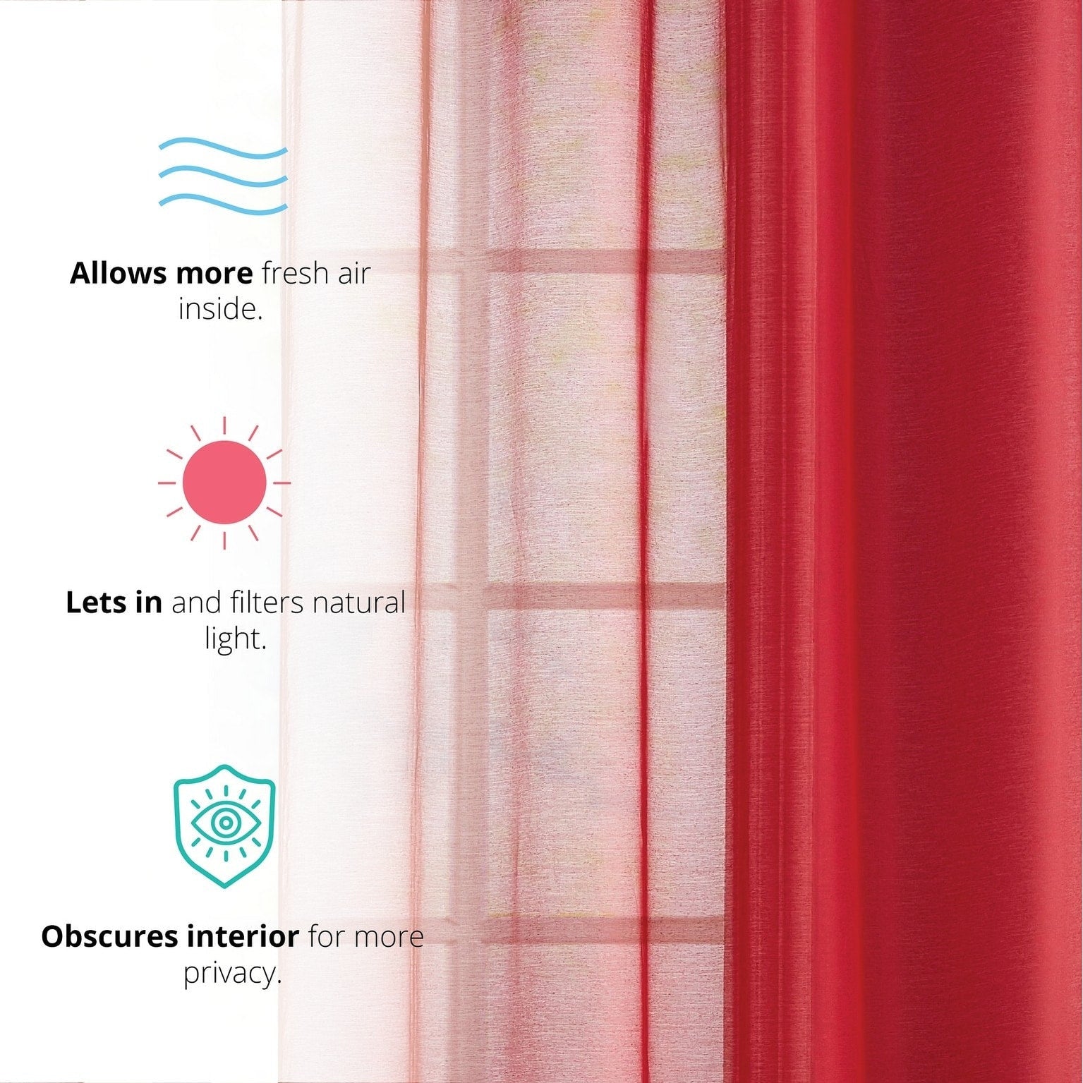 HLC.me Lot de 2 rideaux de fenêtre semi-transparents à œillets pour chambre à coucher et salon