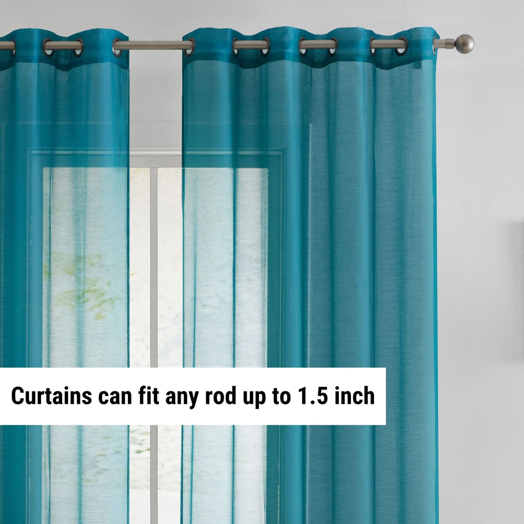 HLC.me Lot de 2 rideaux de fenêtre semi-transparents à œillets pour chambre à coucher et salon