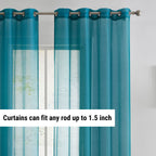 HLC.me Lot de 2 rideaux de fenêtre semi-transparents à œillets pour chambre à coucher et salon