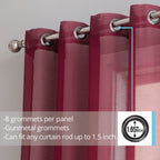 HLC.me Lot de 2 rideaux de fenêtre semi-transparents à œillets pour chambre à coucher et salon