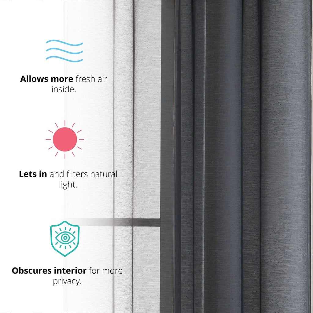 HLC.me Lot de 2 rideaux de fenêtre semi-transparents à œillets pour chambre à coucher et salon