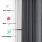 HLC.me Lot de 2 rideaux de fenêtre semi-transparents à œillets pour chambre à coucher et salon