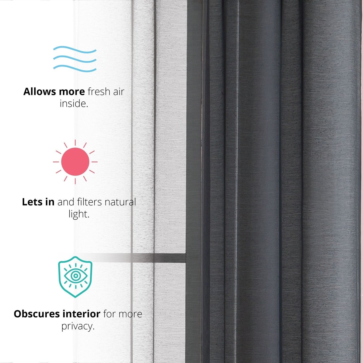 HLC.me Lot de 2 rideaux de fenêtre semi-transparents à œillets pour chambre à coucher et salon