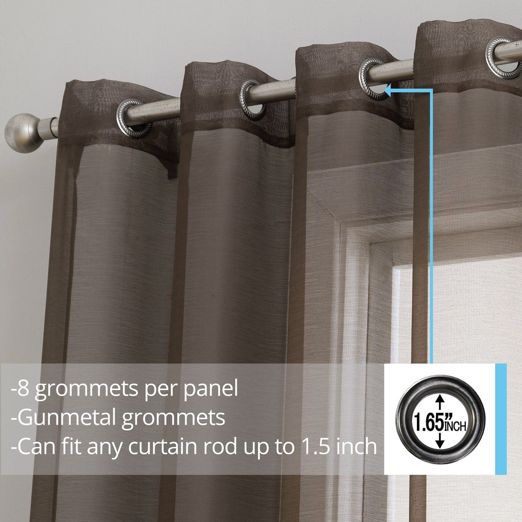 HLC.me Lot de 2 rideaux de fenêtre semi-transparents à œillets pour chambre à coucher et salon