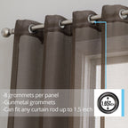 HLC.me Lot de 2 rideaux de fenêtre semi-transparents à œillets pour chambre à coucher et salon