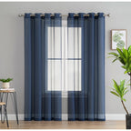 HLC.me Lot de 2 rideaux de fenêtre semi-transparents à œillets pour chambre à coucher et salon