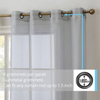 HLC.me Lot de 2 rideaux de fenêtre semi-transparents à œillets pour chambre à coucher et salon