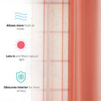 HLC.me Lot de 2 rideaux de fenêtre semi-transparents à œillets pour chambre à coucher et salon