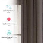 HLC.me Lot de 2 rideaux de fenêtre semi-transparents à œillets pour chambre à coucher et salon