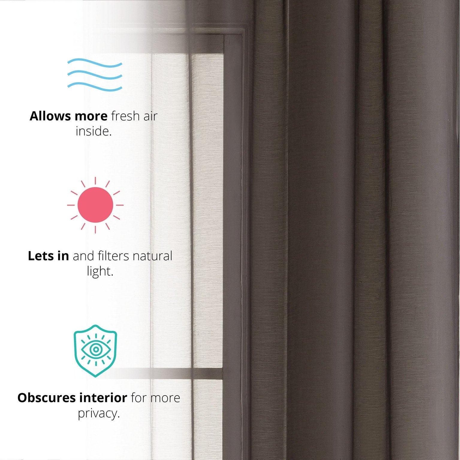HLC.me Lot de 2 rideaux de fenêtre semi-transparents à œillets pour chambre à coucher et salon