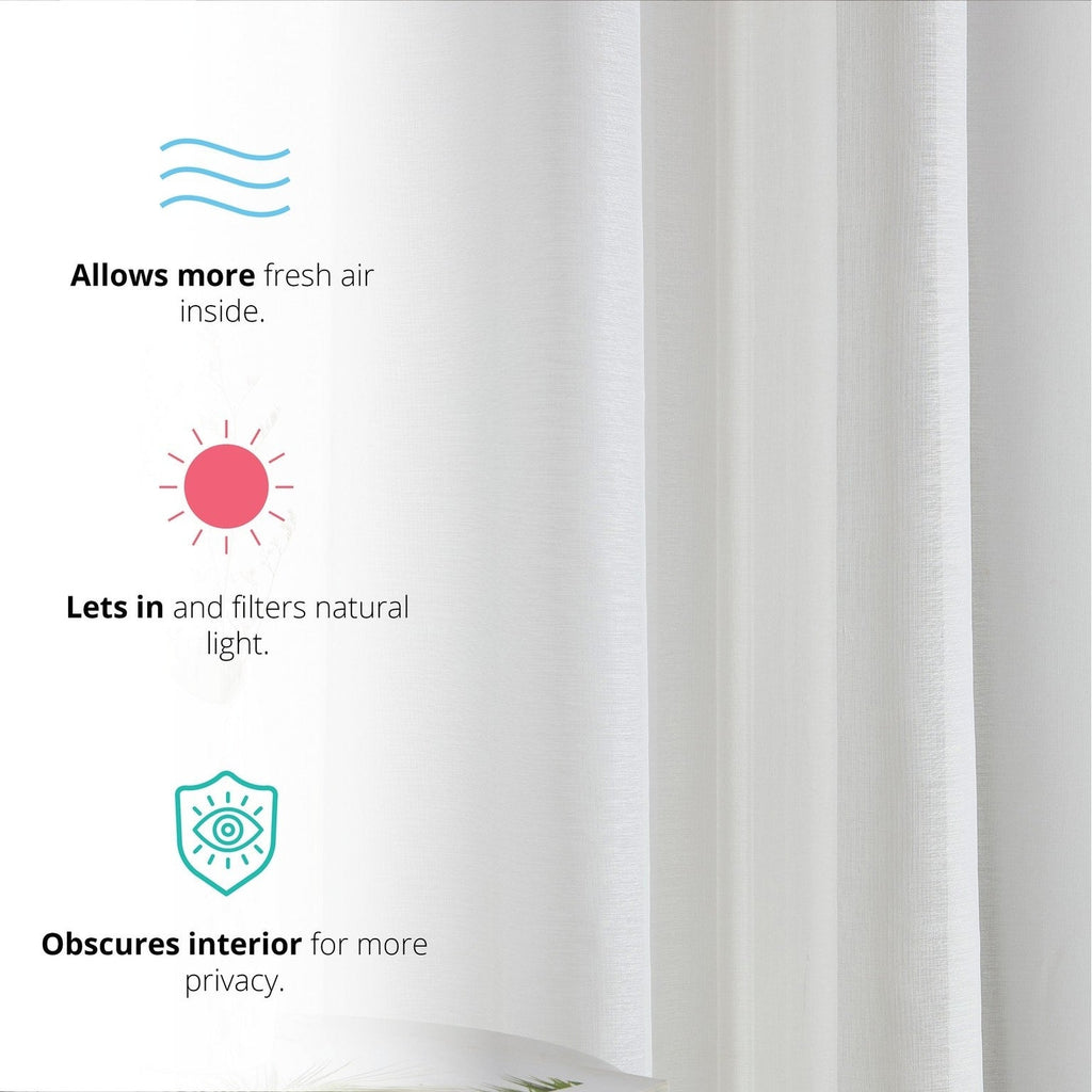 HLC.me Lot de 2 rideaux de fenêtre semi-transparents à œillets pour chambre à coucher et salon