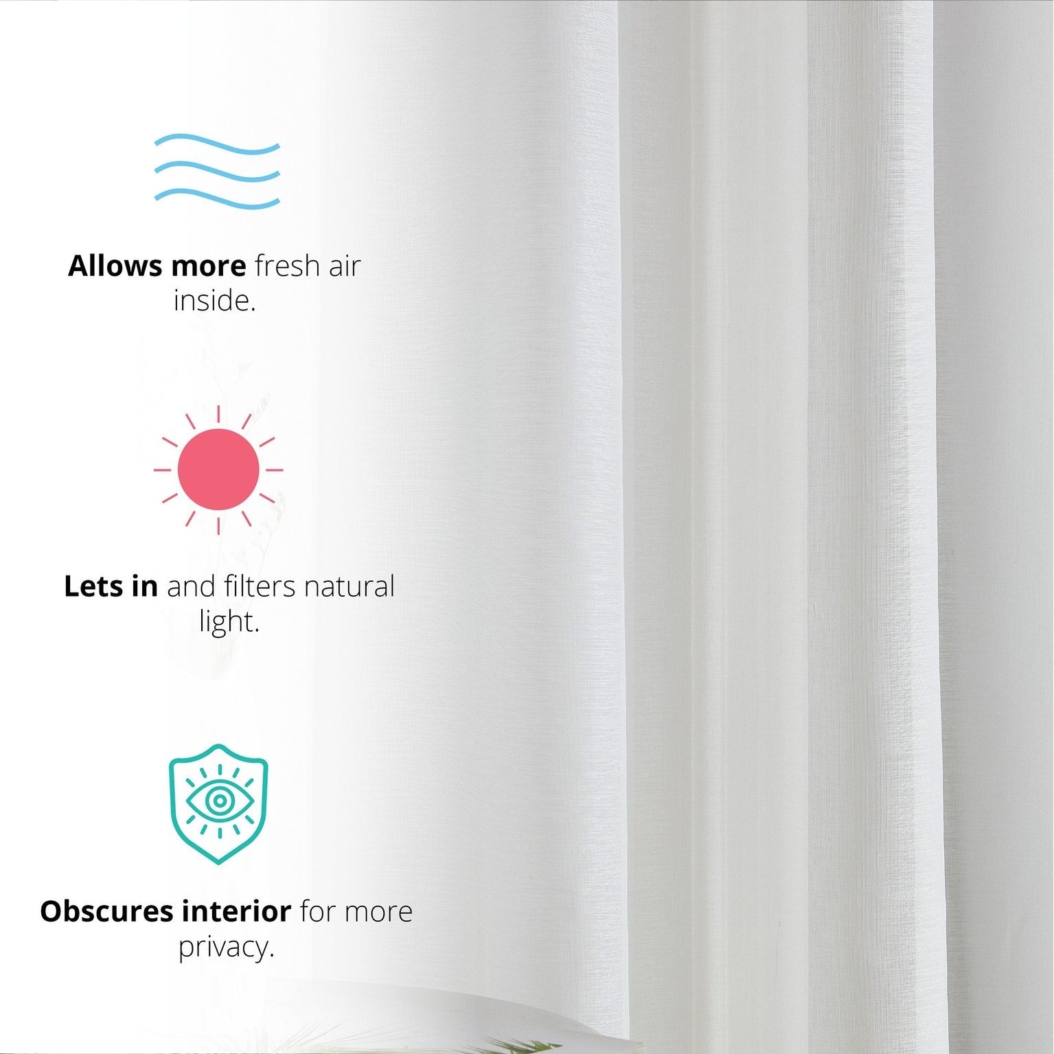 HLC.me Lot de 2 rideaux de fenêtre semi-transparents à œillets pour chambre à coucher et salon