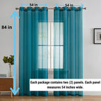 HLC.me Lot de 2 rideaux de fenêtre semi-transparents à œillets pour chambre à coucher et salon