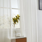 HLC.me Lot de 2 rideaux de fenêtre semi-transparents à œillets pour chambre à coucher et salon