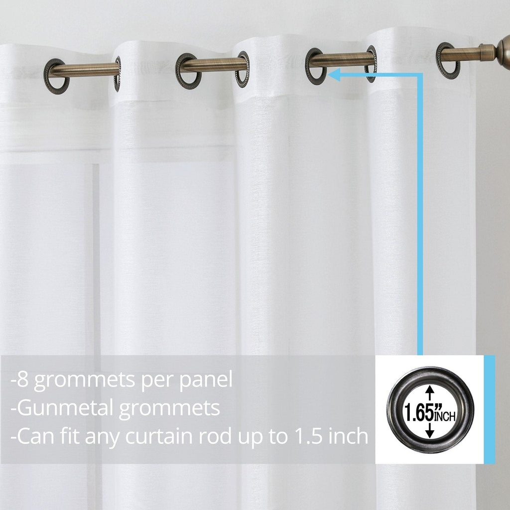 HLC.me Lot de 2 rideaux de fenêtre semi-transparents à œillets pour chambre à coucher et salon