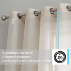 HLC.me Lot de 2 rideaux de fenêtre semi-transparents à œillets pour chambre à coucher et salon