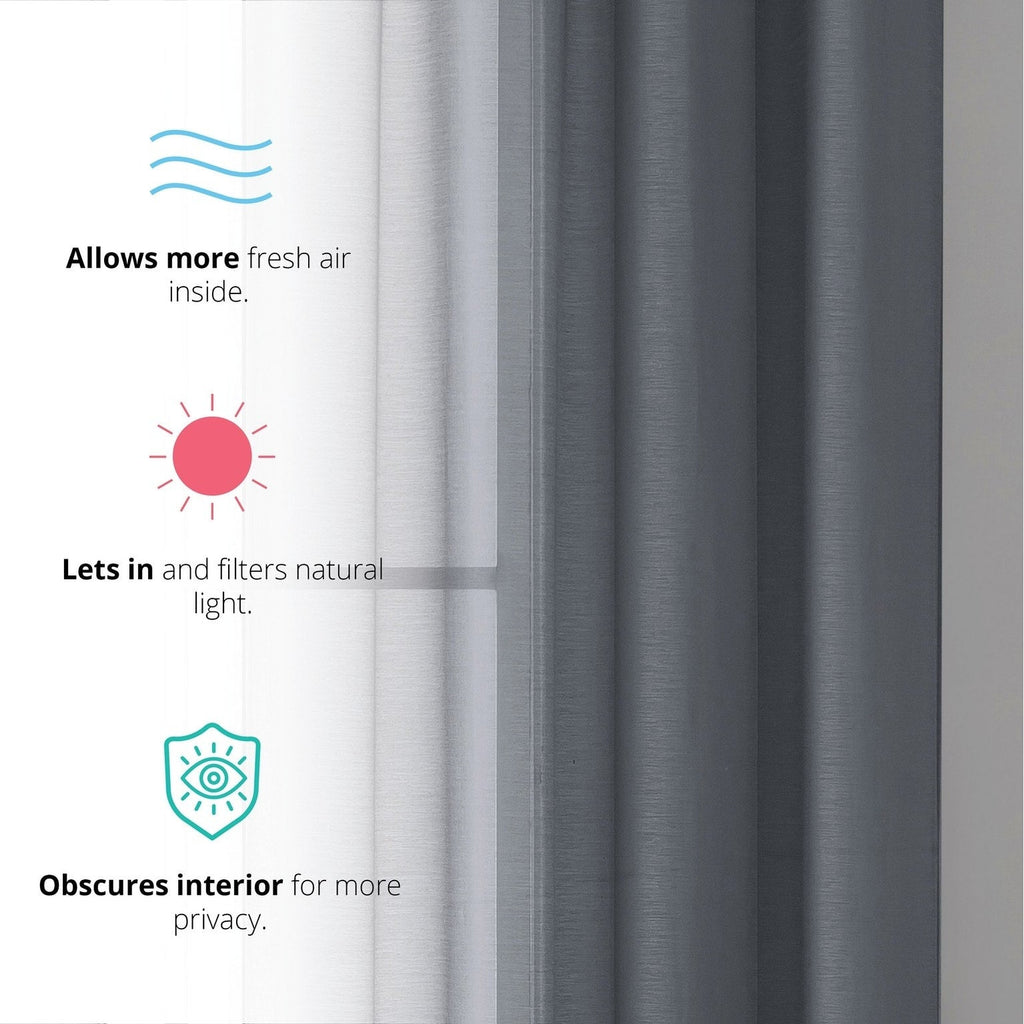 HLC.me Lot de 2 rideaux de fenêtre semi-transparents à œillets pour chambre à coucher et salon