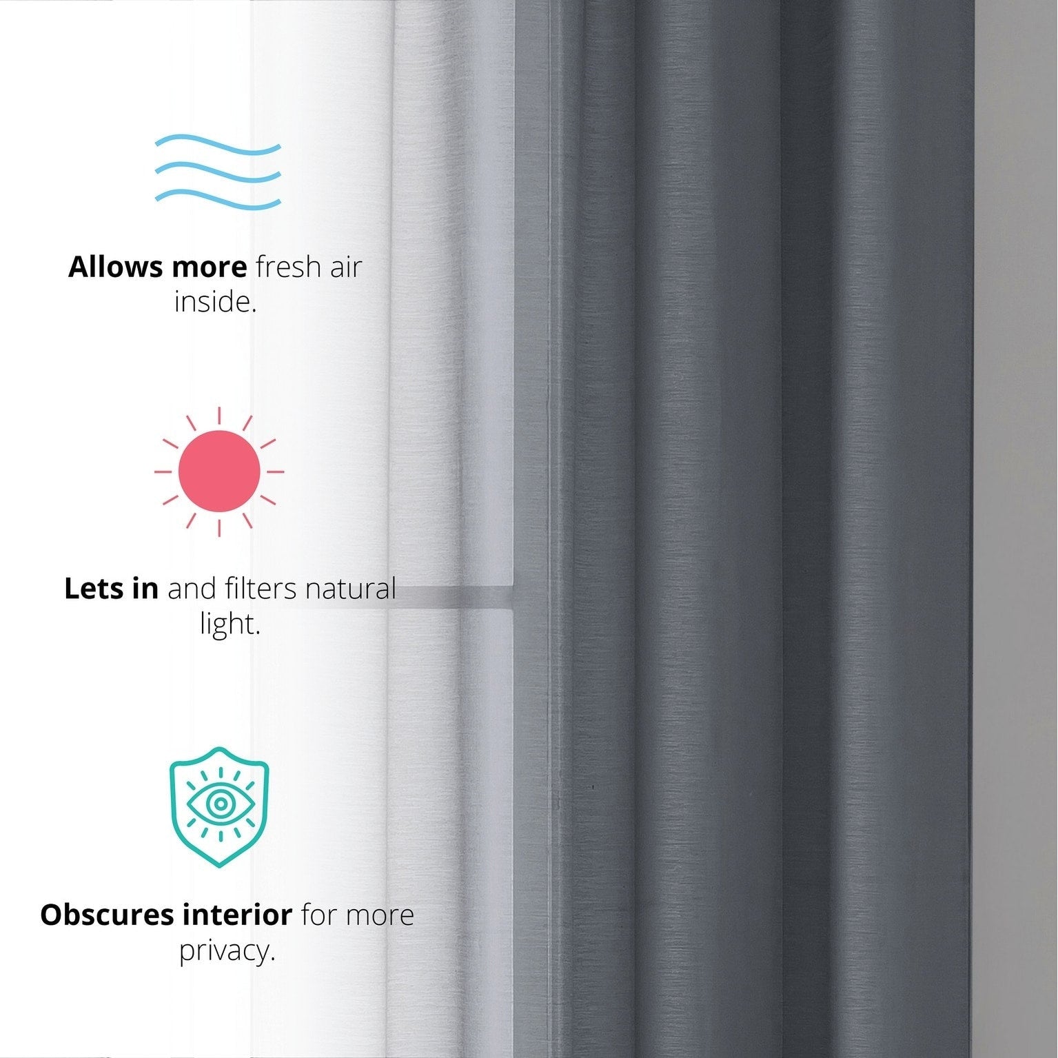 HLC.me Lot de 2 rideaux de fenêtre semi-transparents à œillets pour chambre à coucher et salon