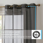 HLC.me Lot de 2 rideaux de fenêtre semi-transparents à œillets pour chambre à coucher et salon