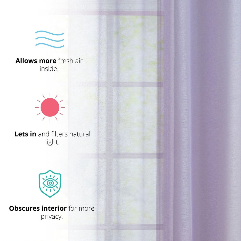 HLC.me Lot de 2 rideaux de fenêtre semi-transparents à œillets pour chambre à coucher et salon