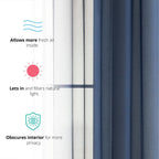 HLC.me Lot de 2 rideaux de fenêtre semi-transparents à œillets pour chambre à coucher et salon