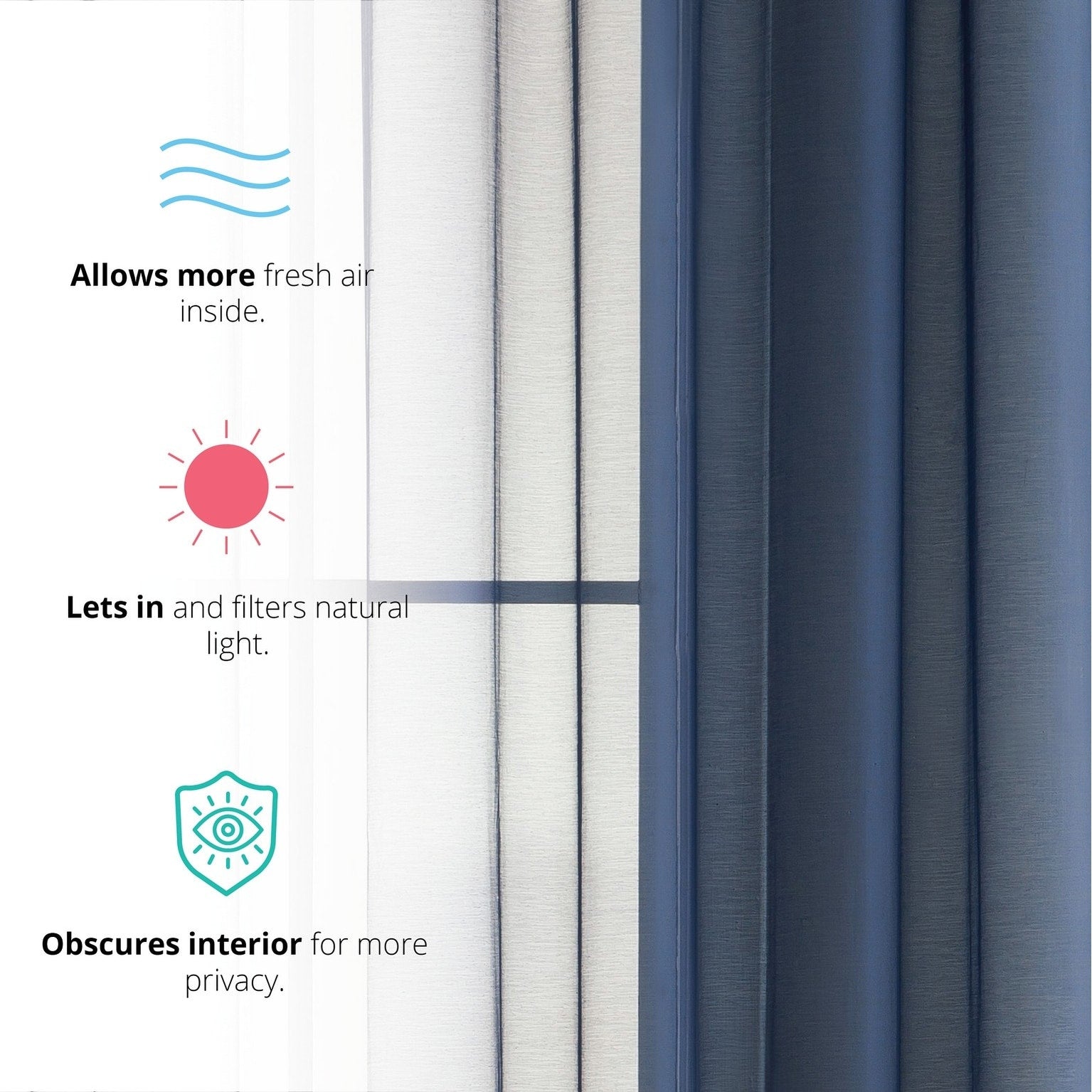 HLC.me Lot de 2 rideaux de fenêtre semi-transparents à œillets pour chambre à coucher et salon