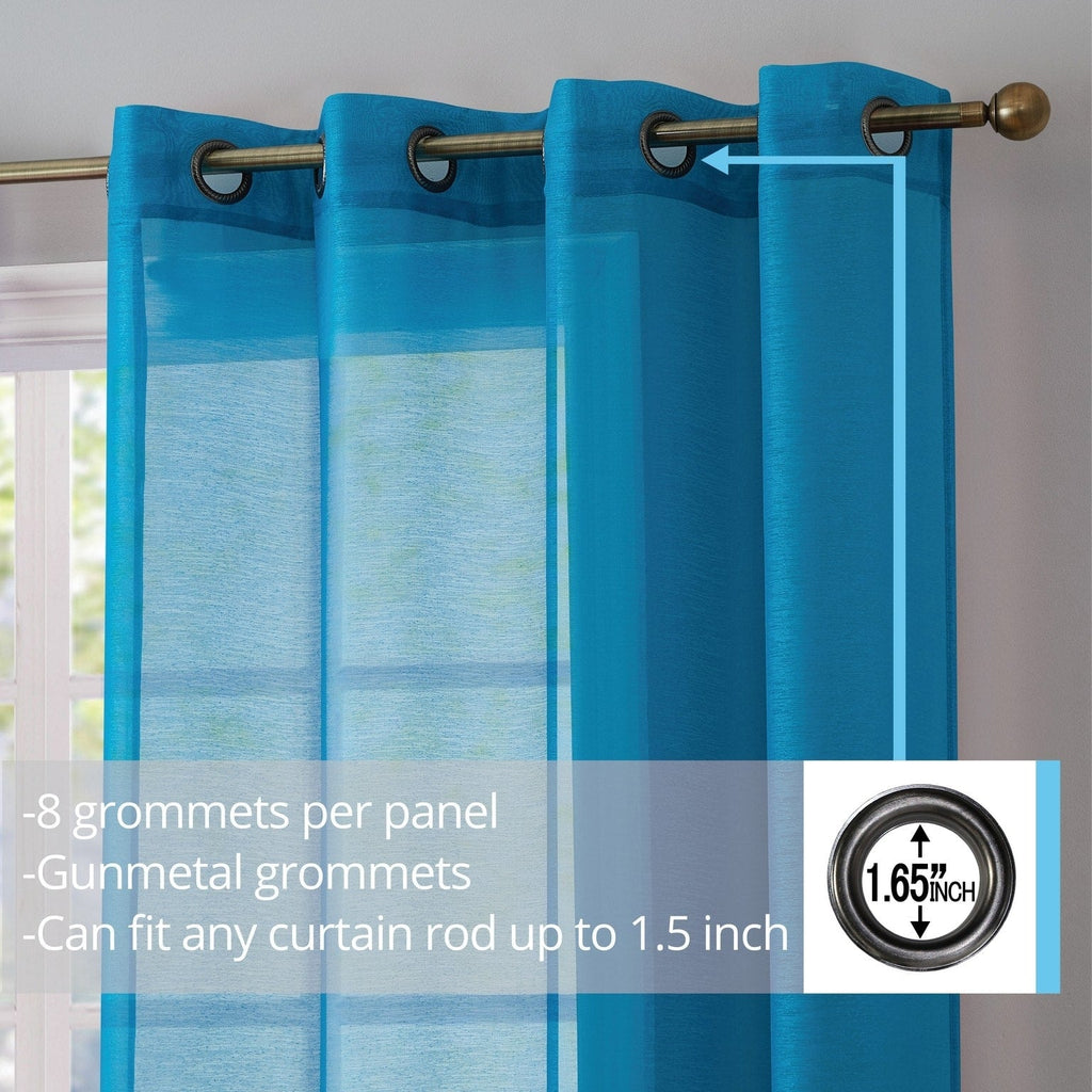 HLC.me Lot de 2 rideaux de fenêtre semi-transparents à œillets pour chambre à coucher et salon